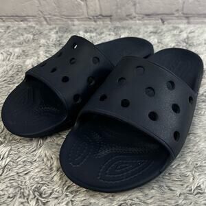 Crocs Iconic Comfort Classic Slide Navy Sandals Unisex Women's 10 Men's 8